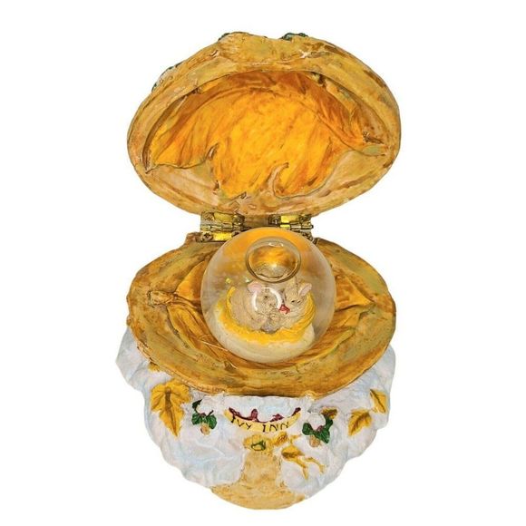Charming Tails Dean Hriff Globe Nut Shell Trinket Box Mice Nut 1994 Fall Autumn - Picture 5 of 6